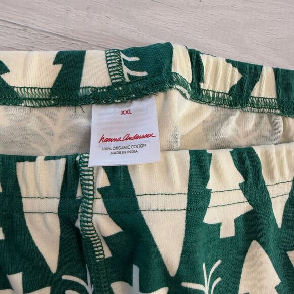 Hanna Andersson adult long John Pajama‎ pants winter green trees XXL - Picture 4 of 5
